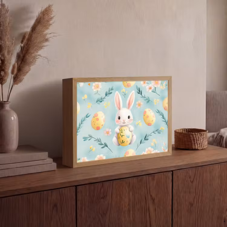 Konijn - Eieren - Takjes Light Box met batterij (Wandlamp) middel -sfeer2