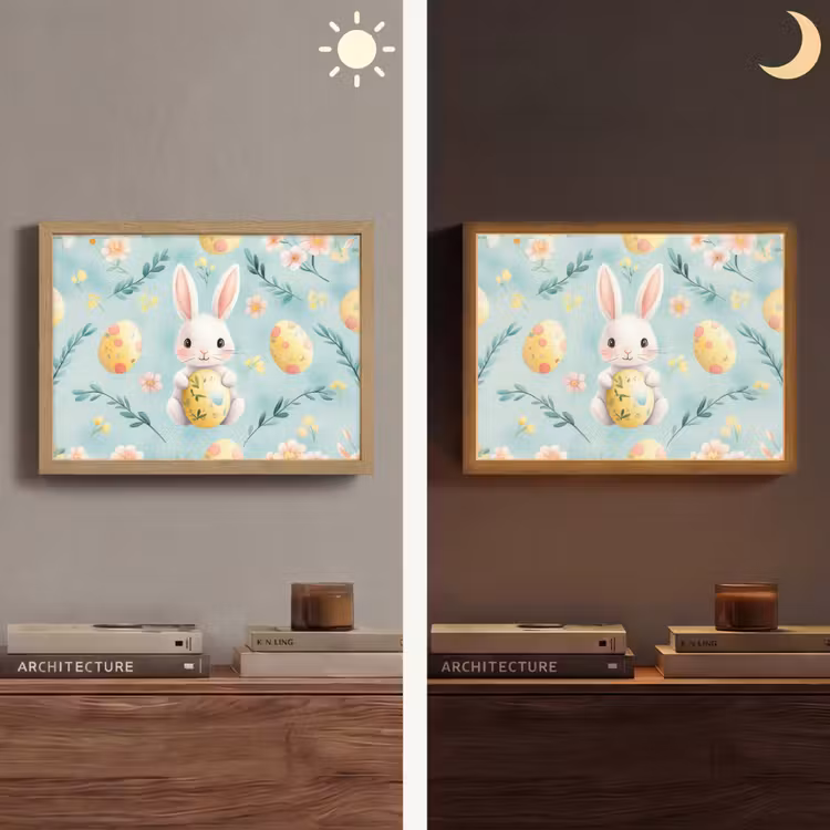 Konijn - Eieren - Takjes Light Box met batterij (Wandlamp) middel -sfeer3
