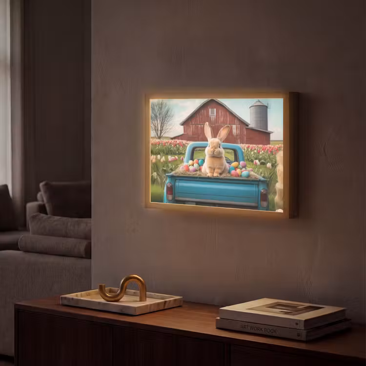 Konijn - Boerderij - Eieren Light Box met batterij (Wandlamp) middel -sfeer1