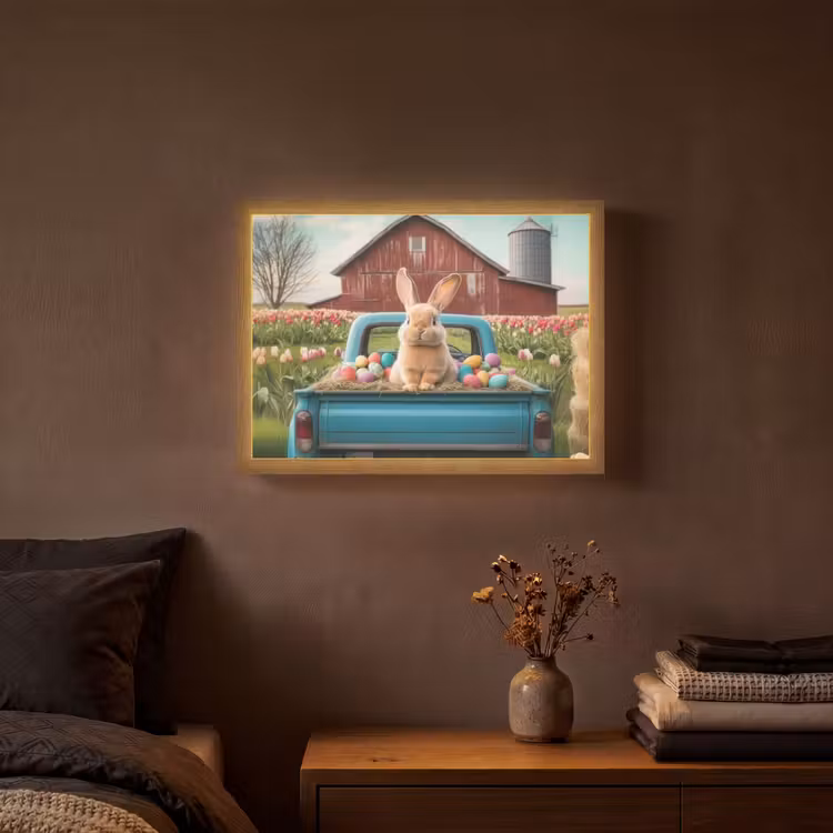 Konijn - Boerderij - Eieren Light Box met batterij (Wandlamp) middel -sfeer4