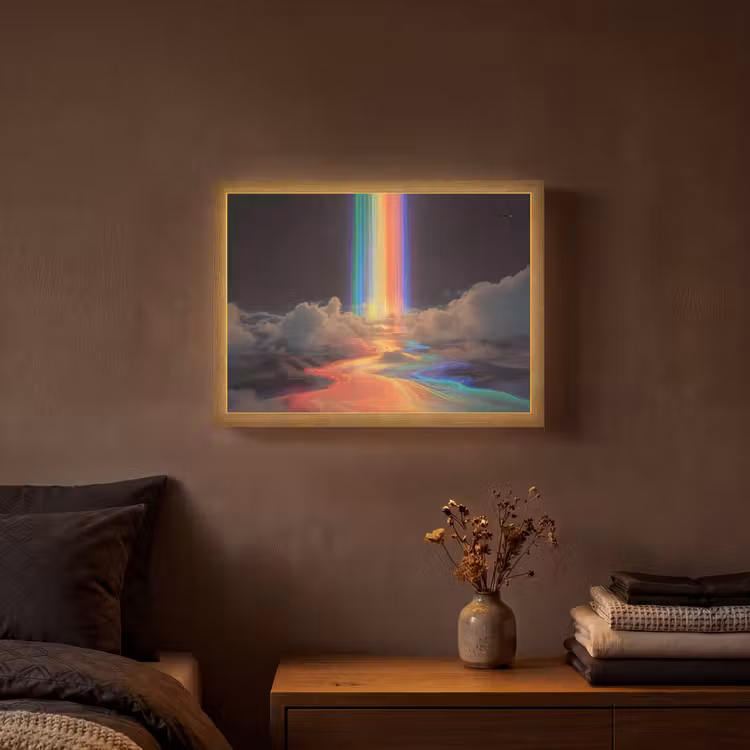 Regenboog - Verticaal - Sterrenhemel - Wolken Light Box met batterij (Wandlamp) middel -sfeer4
