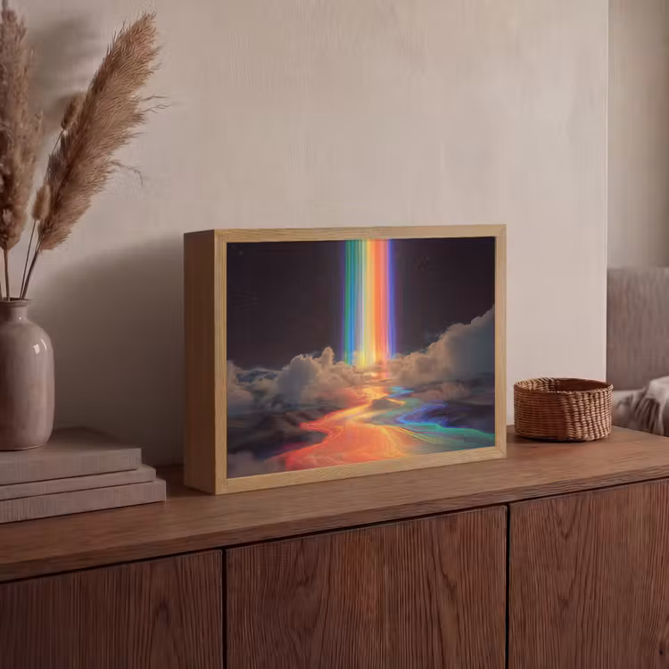 Regenboog - Verticaal - Sterrenhemel - Wolken Light Box met batterij (Wandlamp) middel -sfeer2