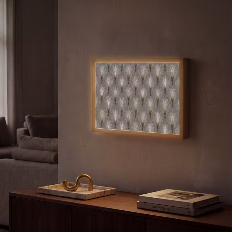 Waaierstralen - Goud - Antraciet Light Box met batterij (Wandlamp) middel 907 -sfeer1