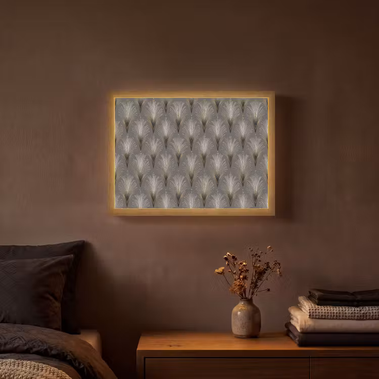 Waaierstralen - Goud - Antraciet Light Box met batterij (Wandlamp) middel 907 -sfeer4