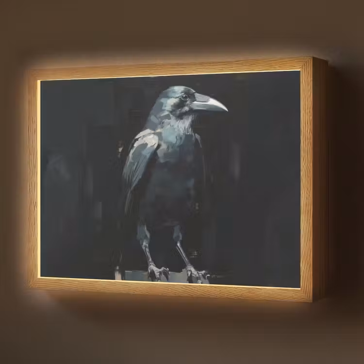 Raaf - Vogels - Zwart Light Box met batterij (Wandlamp) middel -z3d_website