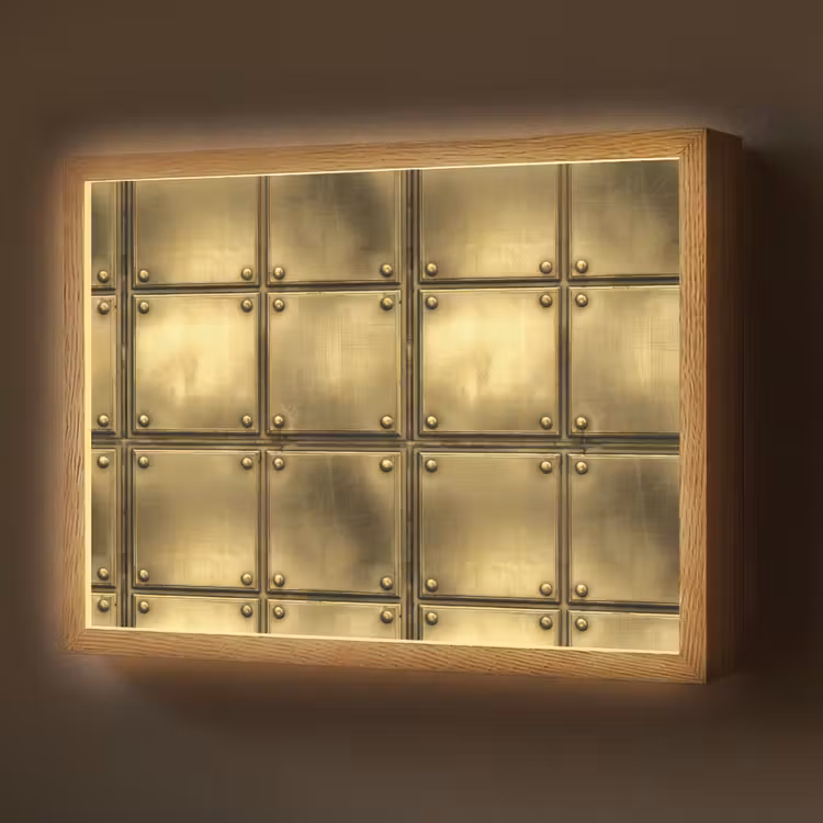 Platen - Industrieel - Stoer - Goud Light Box met batterij (Wandlamp) middel 907 -z3d_website