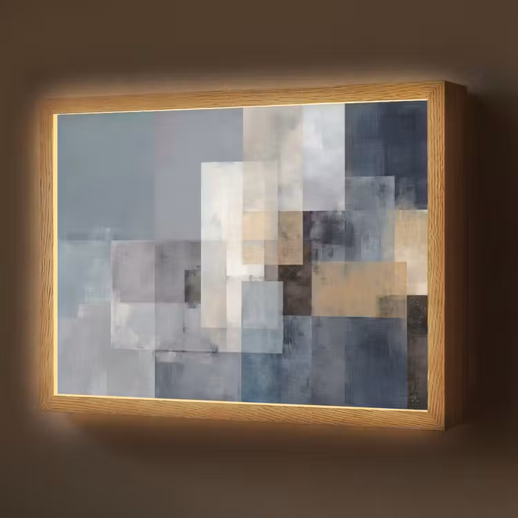 Rechthoeken - Abstract - Blauw Light Box met batterij (Wandlamp) middel -z3d_website