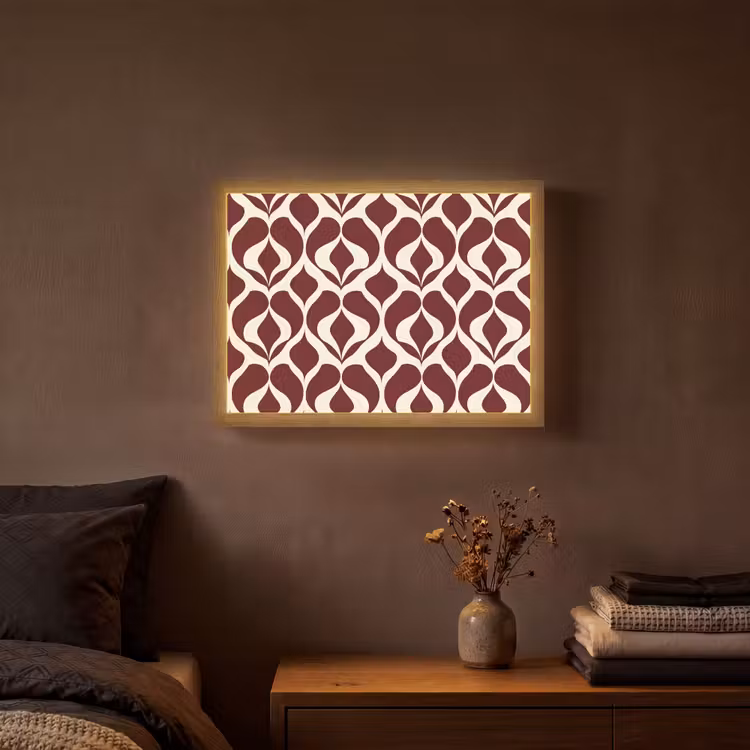 Rood - Druppelpatroon - Grafisch Light Box met batterij (Wandlamp) middel 907 -sfeer4