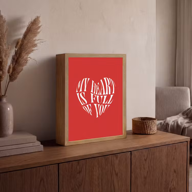 Rood - Hart- Tekst - Valentijn Light Box met batterij (Wandlamp) middel -sfeer2