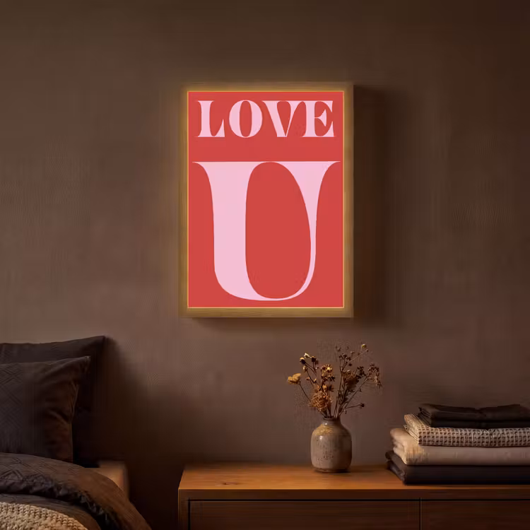 Rood - Love - Valentijn - Roze Light Box met batterij (Wandlamp) middel -sfeer4
