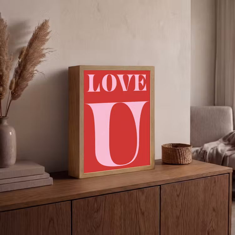 Rood - Love - Valentijn - Roze Light Box met batterij (Wandlamp) middel -sfeer2
