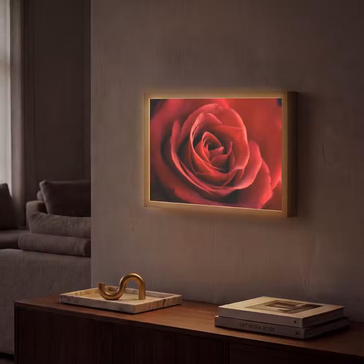 Rood - Roos - Romantisch Light Box met batterij (Wandlamp) middel -sfeer1