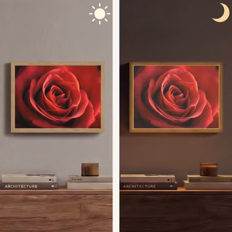 Rood - Roos - Romantisch Light Box met batterij (Wandlamp) middel -sfeer3