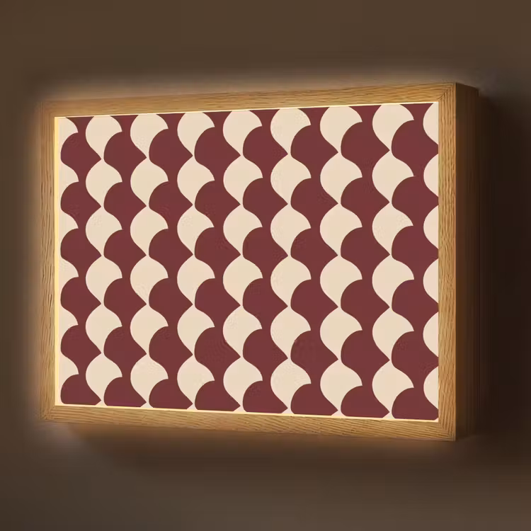 Rood - Tegelpatroon - Crème Light Box met batterij (Wandlamp) middel 907 -z3d_website