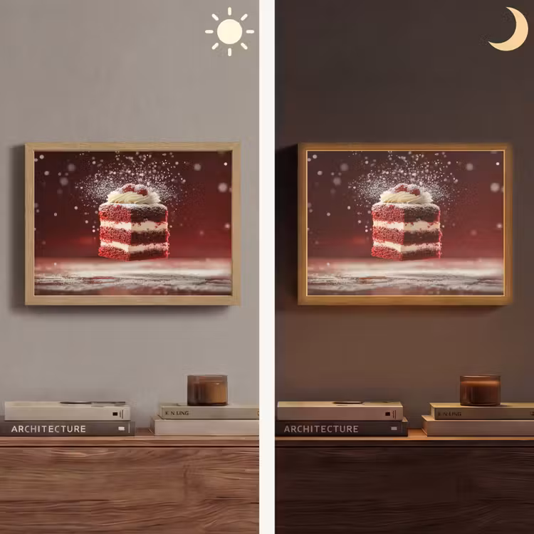 Rode - Velvet - Taart - Eten Light Box met batterij (Wandlamp) middel -sfeer3