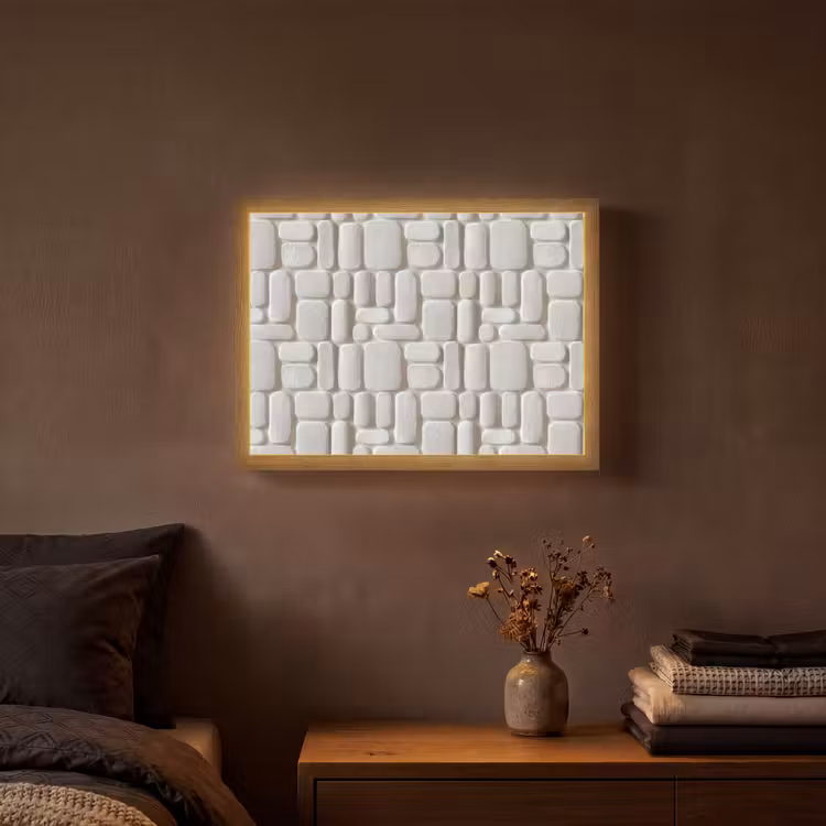 Reliëf - Structuur - Wit Light Box met batterij (Wandlamp) middel 907 -sfeer4