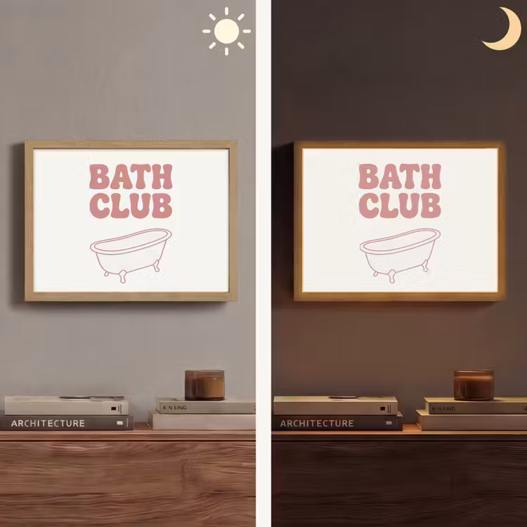 Retro - Bad - Roze Light Box met batterij (Wandlamp) middel -sfeer3