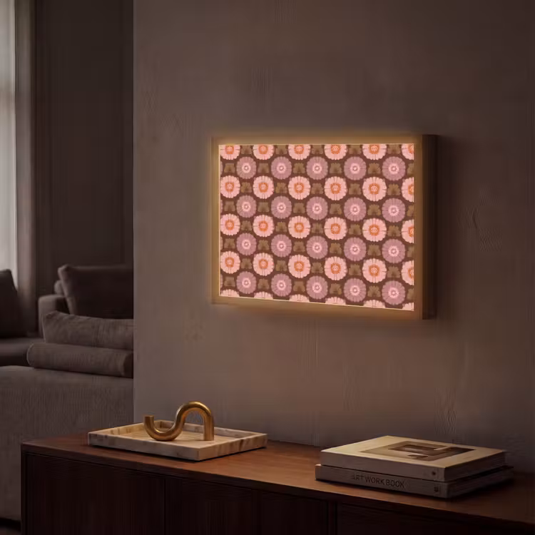 Retro - Madelief - Roze Light Box met batterij (Wandlamp) middel 907 -sfeer1