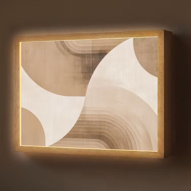 Retro - Geometrische lagen - Aardetinten Light Box met batterij (Wandlamp) middel -z3d_website