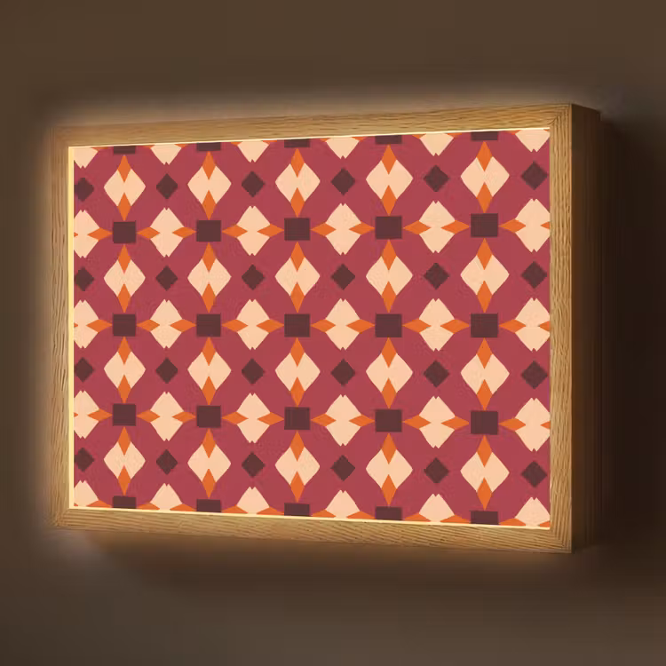 Retro - Patroon - Kleurrijk Light Box met batterij (Wandlamp) middel 907 -z3d_website