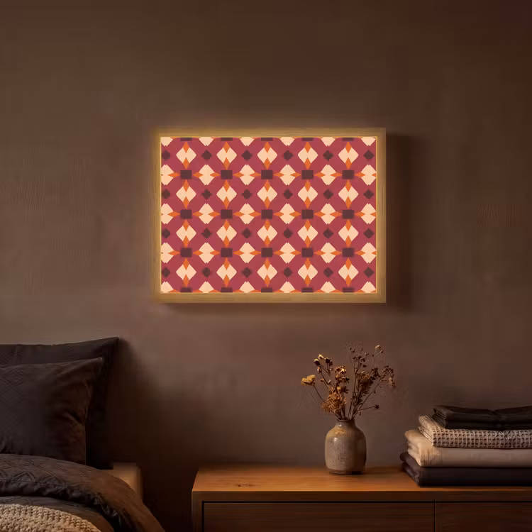 Retro - Patroon - Kleurrijk Light Box met batterij (Wandlamp) middel 907 -sfeer4