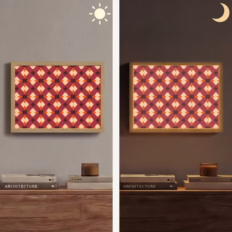 Retro - Patroon - Kleurrijk Light Box met batterij (Wandlamp) middel 907 -sfeer3
