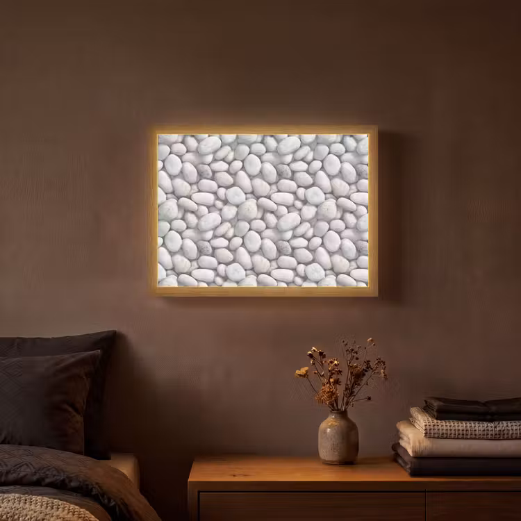 Steentjes - Grijs - Ovaal Light Box met batterij (Wandlamp) middel 907 -sfeer4