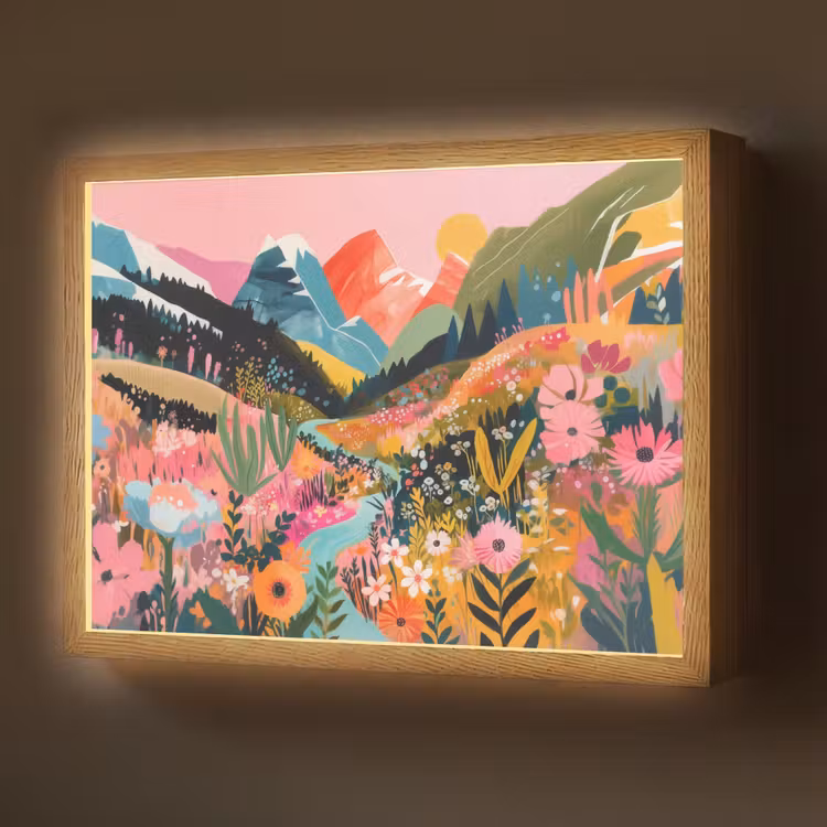 Rivier - Diepte - Bloemen Light Box met batterij (Wandlamp) middel -z3d_website