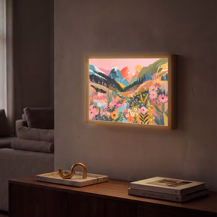 Rivier - Diepte - Bloemen Light Box met batterij (Wandlamp) middel -sfeer1