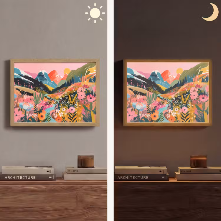Rivier - Diepte - Bloemen Light Box met batterij (Wandlamp) middel -sfeer3