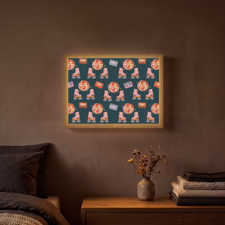 Rolschaatsen - Patroon - Disco Light Box met batterij (Wandlamp) middel 907 -sfeer4