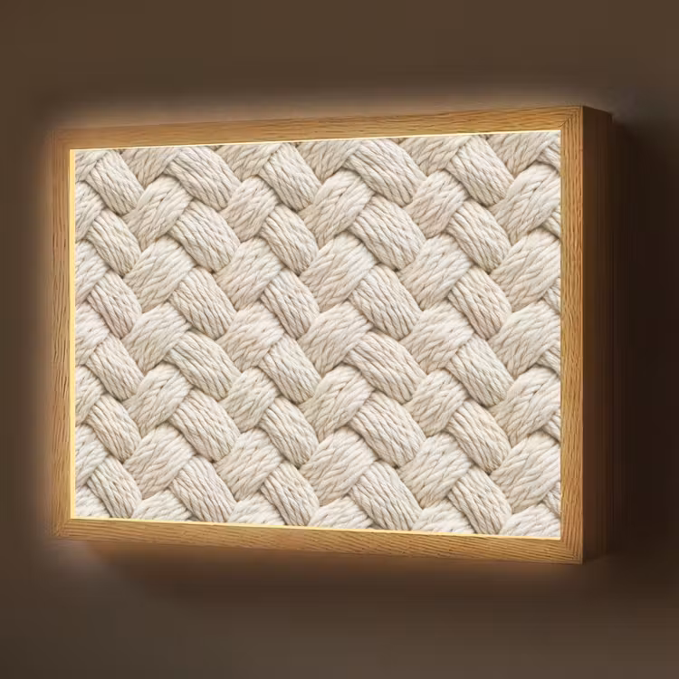 Touw - Gebreid - Beige Light Box met batterij (Wandlamp) middel 907 -z3d_website