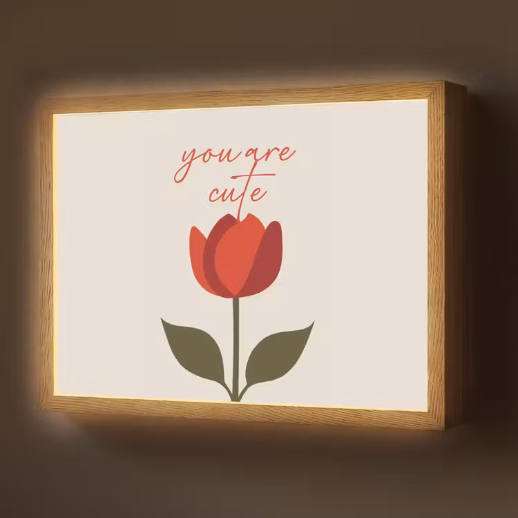 Roos - Rood - Bloem - Valentijn Light Box met batterij (Wandlamp) middel -z3d_website
