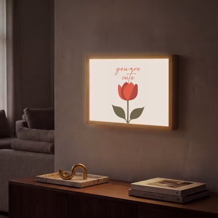 Roos - Rood - Bloem - Valentijn Light Box met batterij (Wandlamp) middel -sfeer1