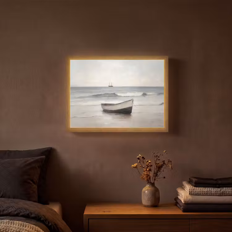 Roeiboot - Zee - Horizon Light Box met batterij (Wandlamp) middel -sfeer4