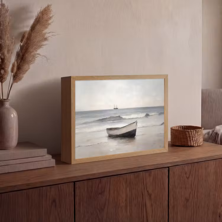 Roeiboot - Zee - Horizon Light Box met batterij (Wandlamp) middel -sfeer2
