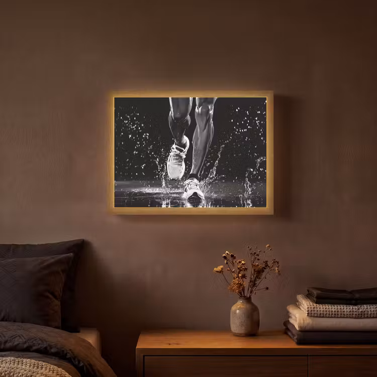 Hardloopschoenen - Rennen - Druppels - Zwart Light Box met batterij (Wandlamp) middel -sfeer4