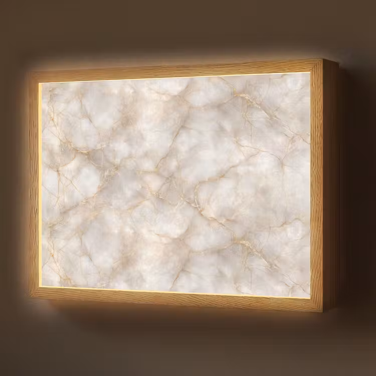 Zandkleurig - Marmer - Natuursteen Light Box met batterij (Wandlamp) middel 907 -z3d_website