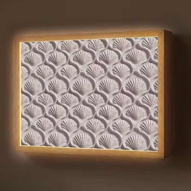 Zand - Schelpenvorm - Grijs Light Box met batterij (Wandlamp) middel 907 -z3d_website