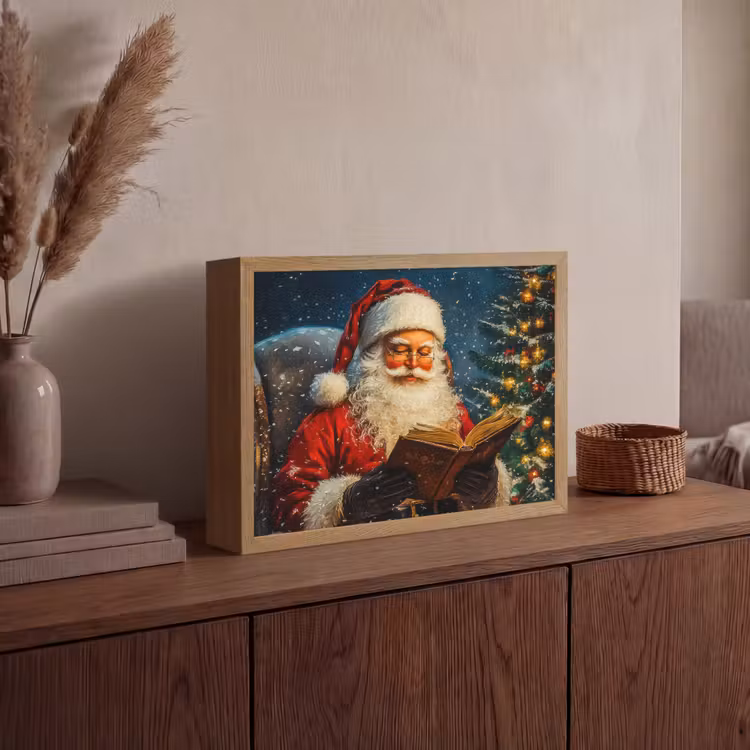 Kerstman - Kerst - Winter - Kerstboom Light Box met batterij (Wandlamp) middel -sfeer2