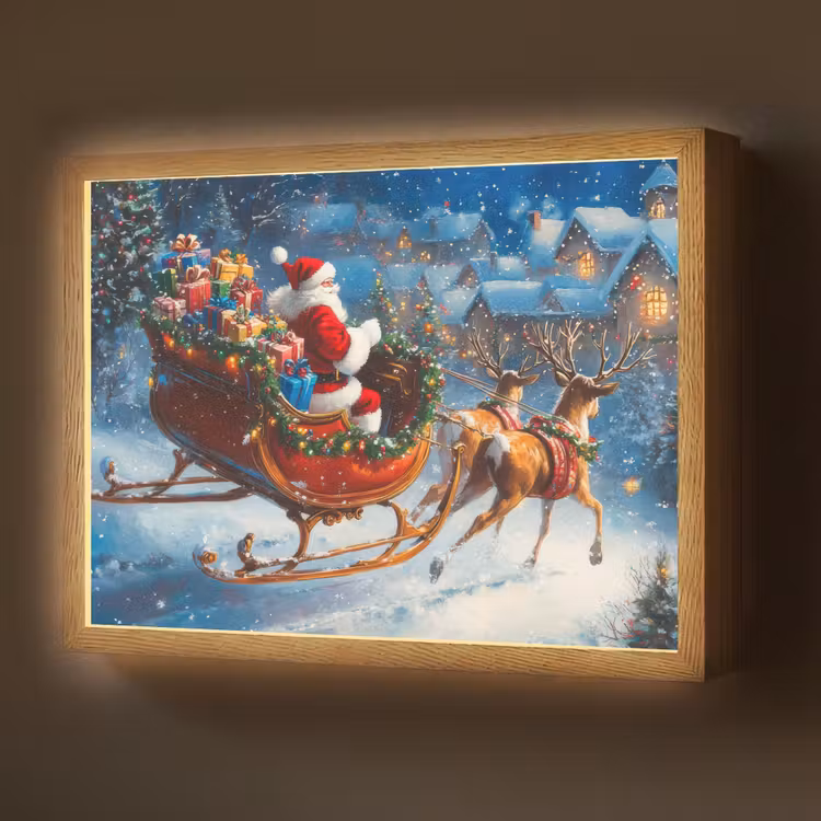 Kerstman - Rendier - Kerst - Sneeuw Light Box met batterij (Wandlamp) middel -z3d_website
