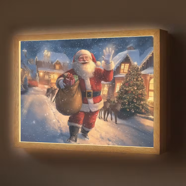 Kerstman - Dorp - Hert - Donker Light Box met batterij (Wandlamp) middel -z3d_website