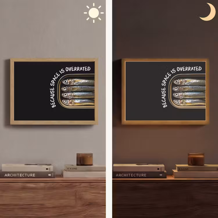 Sardines - Tekst - Vis - Blik Light Box met batterij (Wandlamp) middel -sfeer3