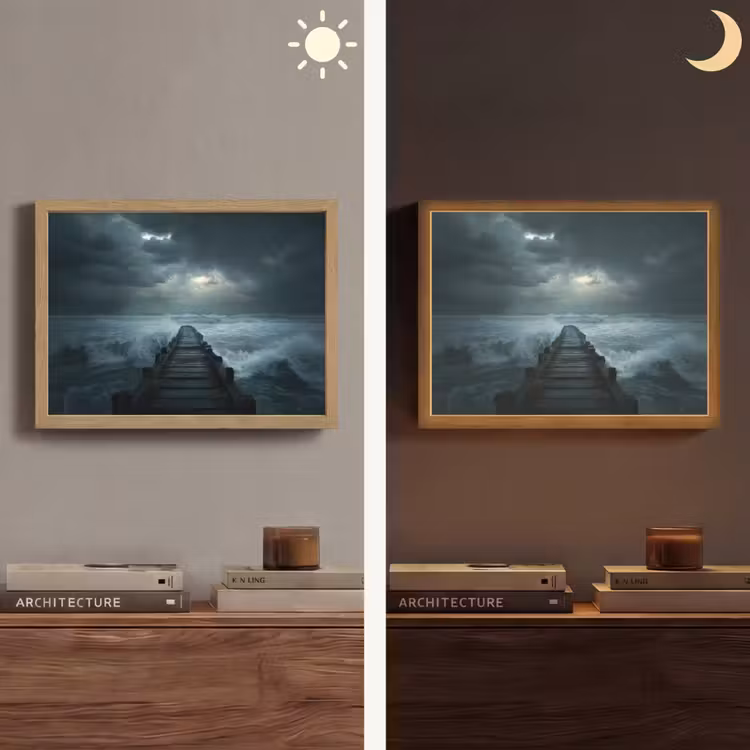 Steiger - Storm - Golven Light Box met batterij (Wandlamp) middel -sfeer3