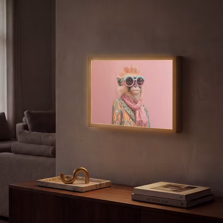 Sjaal - Aap - Zonnebril - Jasje Light Box met batterij (Wandlamp) middel -sfeer1