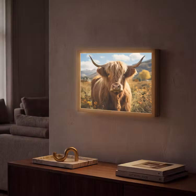 Schotse hooglander - Dieren portret - Natuur - Dier Light Box met batterij (Wandlamp) middel -sfeer1