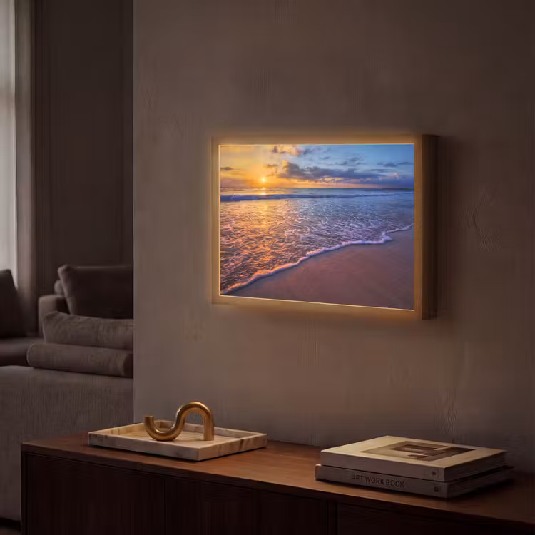 Zee - Strand - Zonsondergang - Wolken - Horizon Light Box met batterij (Wandlamp) middel -sfeer1