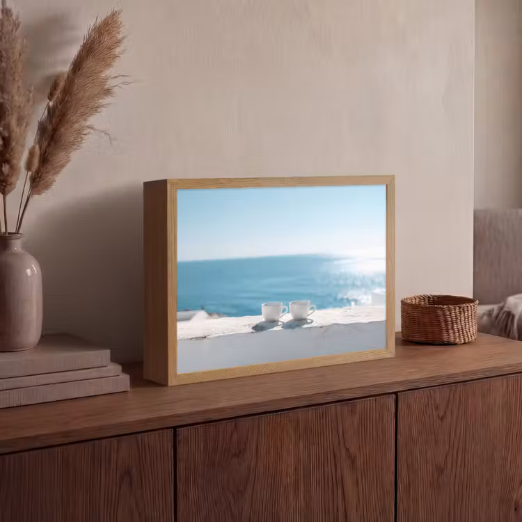 Zee - Koffiekopjes - Zomers Light Box met batterij (Wandlamp) middel -sfeer2