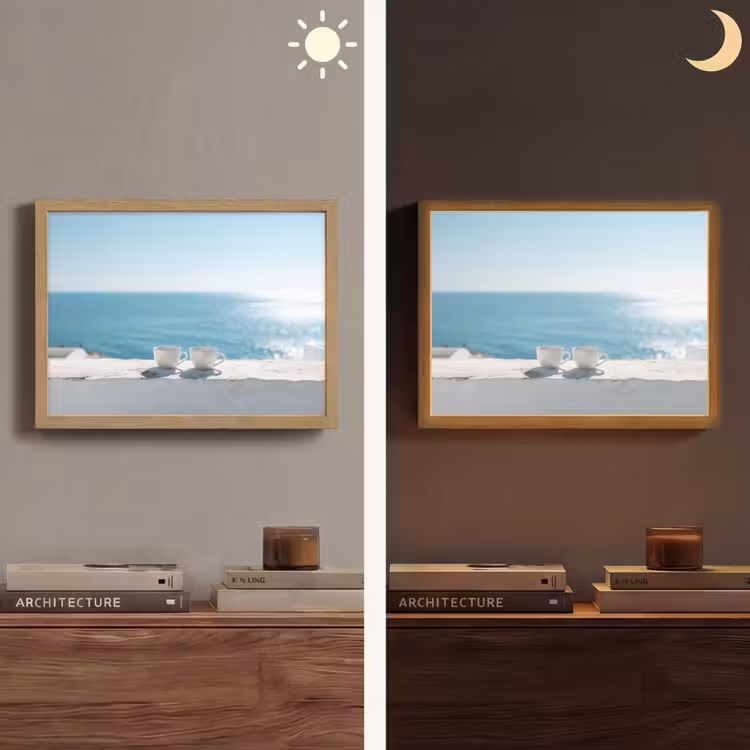 Zee - Koffiekopjes - Zomers Light Box met batterij (Wandlamp) middel -sfeer3