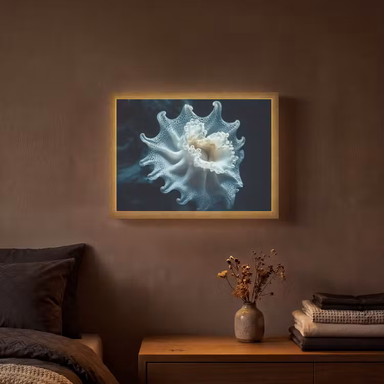 Zeewezen - Wit - Golven - Water Light Box met batterij (Wandlamp) middel -sfeer4